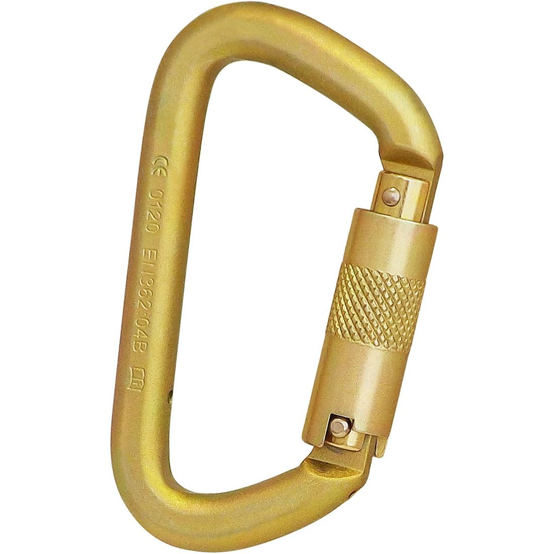 ISC Offset D Steel Carabiner - 3-Stage Locking - Gold